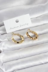 Gold Renk Kare Halka Model Kadın Küpe
