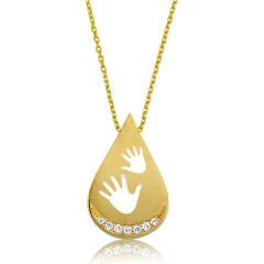 Gümüş Gold Bebek Elleri Bayan Kolye