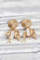 Gold Renk Deniz Temalı Vintage Kadın Küpe