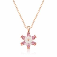 Gümüş Rose Pembe Lotus Çiçeği Kolye