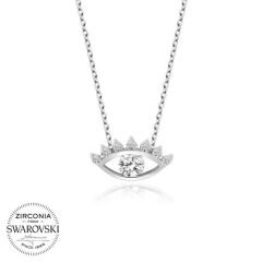 Swarovski Taşlı Gümüş Göz Tektaş Bayan Kolye