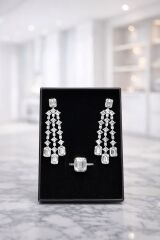 Gümüş Baget Taş Salkım Küpe