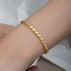 Gümüş Gold Pullu Zincir Kadın Bileklik