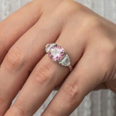 Gümüş Pembe Zirkon Taşlı Kadın Yüzük