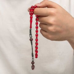 Gümüş Kazaz Püsküllü Sıkma Kehribar Tesbih