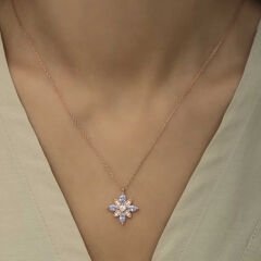 Gümüş Lila Taşlı Umut Çiçeği Kolye