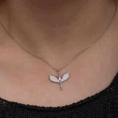 Gümüş Baget Taşlı Mikail Kılıcı Kadın Kolye