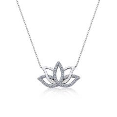 Gümüş Lotus Çiçeği Kolye