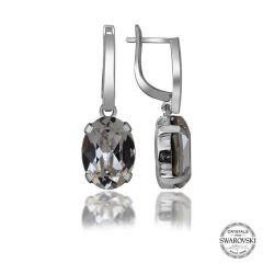 Swarovski Crystal Taşlı Gümüş Beyaz Oval Sallantılı Kadın Küpe