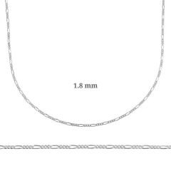 1.8 mm Gümüş Figaro Zincir - 0.50 mikron